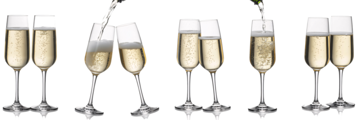 Elegant Champagne Flutes Sparkling Celebration Toast Festive Drinks Bubbles Alcoholic Beverage, transparent background