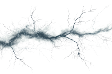 Electricity lightning flash isolated on transparent background showcasing powerful energy display with intricate branching patterns and bright illumination