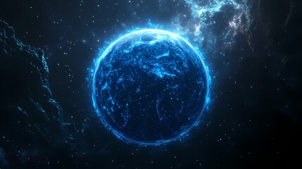 Obraz premium Glowing Planet Digital Earth in Space 