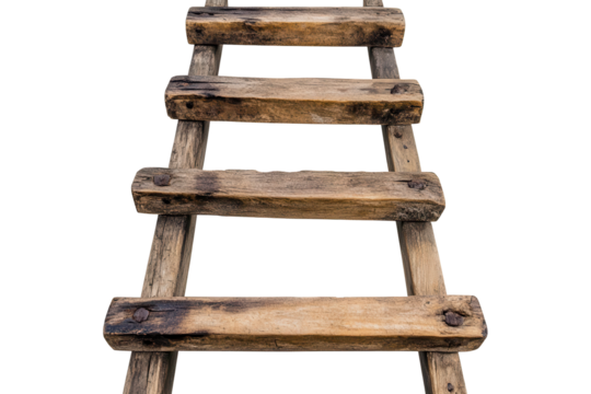 Old wooden ladder on a transparent background perfect for design projects and illustrations - Powered by Adobe