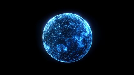 Glowing Blue Network Sphere Abstract Global Connection Art 
