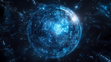 Obraz premium Futuristic Data Sphere Digital Technology and Global Connectivity 