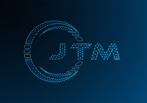 JTM low poly letter logo vector design. JTM lower poly logo design. Low poly logo.