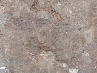 Old Deteriorated Concrete Wall with Exposed Bricks