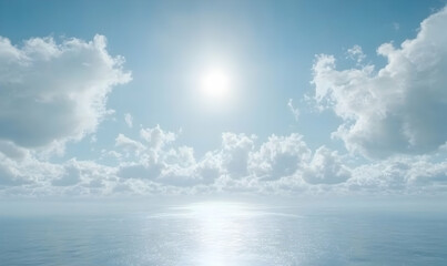 Bright sunny sky over calm ocean