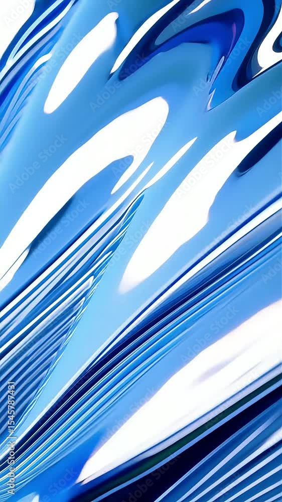 Poster abstract blue and white swirling lines and shapes in dynamic motion