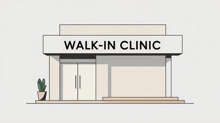 White building with a sign that says Walk-in Clinic