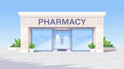 Pharmacy with a large glass front