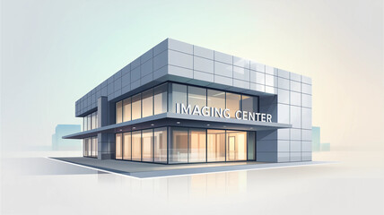 Large building with a large window and the words Imaging Center on the