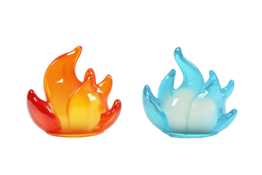 Colorful cartoon fire and flames plastic icons designed for creative projects in playful styles suitable for children and adults