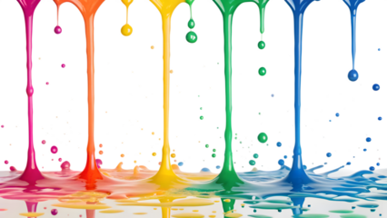 Realistic Watercolor Ink Drips on a transparent background