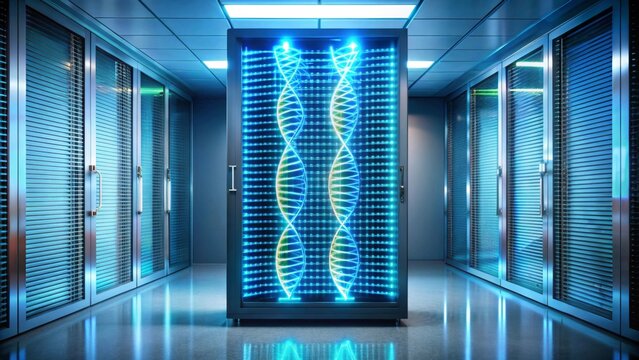 Illuminated Genetic Code within a Modern Data Center Server Room