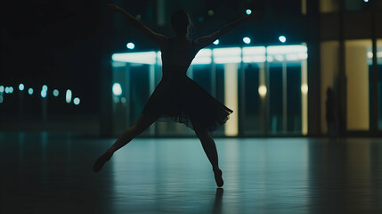 Ballet dancer silhouette performance