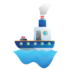 Cartoon sea ship illustration on white background.