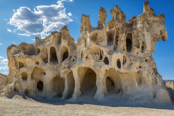 Eroded rock formation sculpted by natural forces.