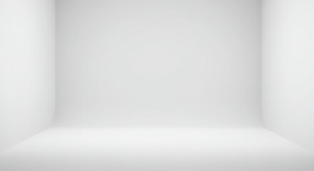 Empty white studio with a smooth gradient backdrop and a clean, modern design