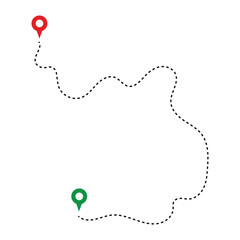 Map and location symbols. Geolocation map distance path. Location icon. Location pin place marker. Pinpoint, map search, route, navigator vector illustration in eps 10.