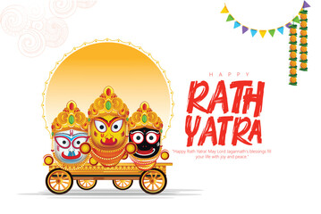 illustration of Rath Yatra Festival Illustration with Temples and Festive Decorations