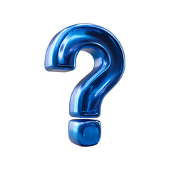 Blue question mark symbol 3d isolated on transparent background