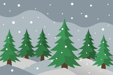 Fototapeta premium Winter Wonderland Snowy Landscape with Evergreen Trees
