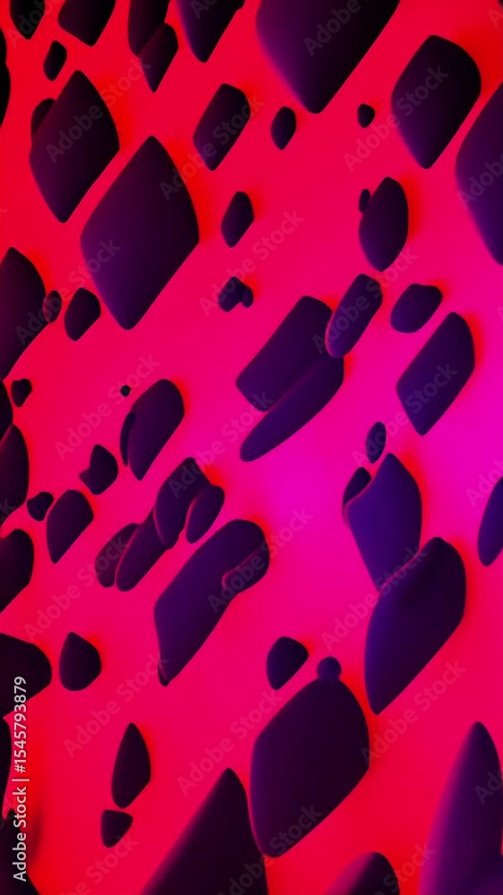 Poster abstract video of floating dark shapes on a vibrant pink background