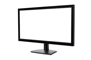 Modern desktop monitor display ready for use in a home office setup with a blank screen