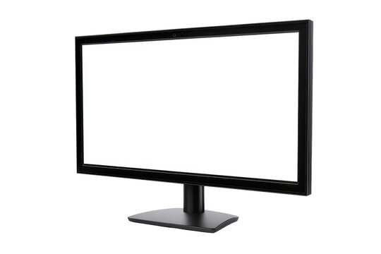 Modern desktop monitor display ready for use in a home office setup with a blank screen