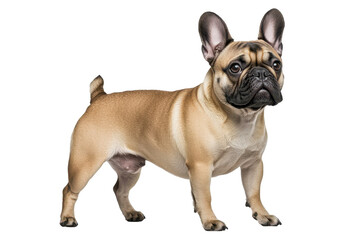Obraz premium French bulldog in full view standing proudly on a tran x surface, showcasing its unique posture and expression in a bright indoor environment
