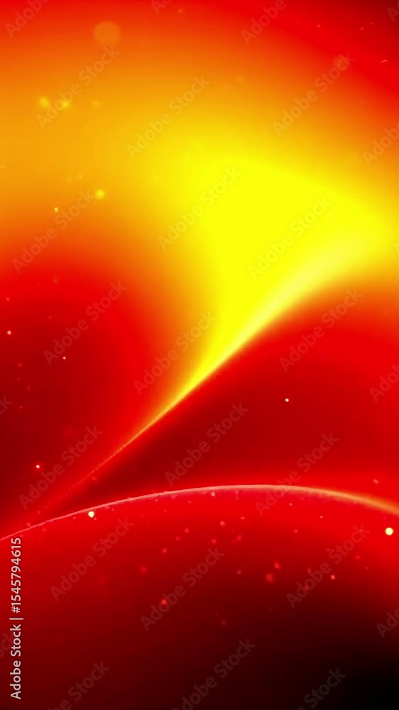 Poster abstract red and yellow glowing video with sparkling particles and soft curves