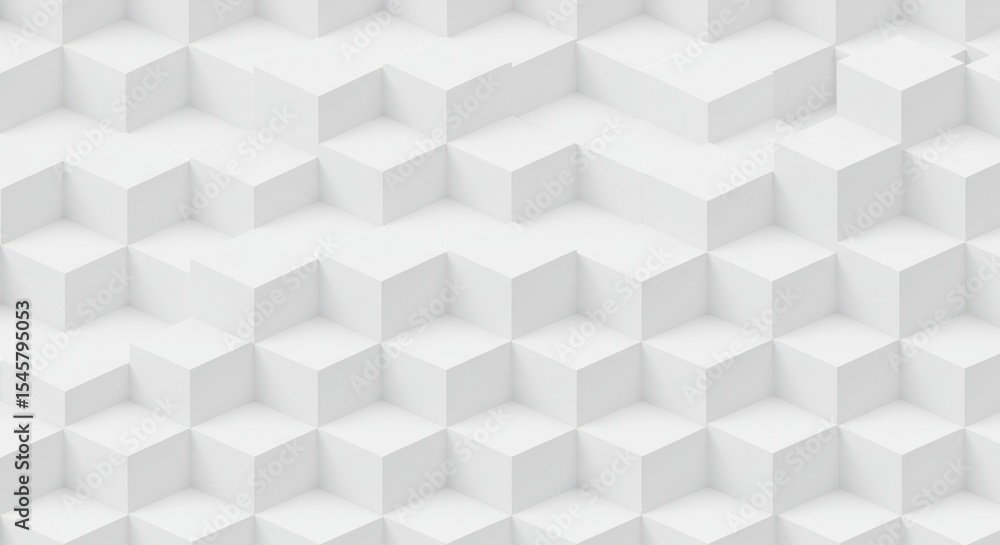 Poster abstract white geometric pattern of 3d cubes on light background for modern design