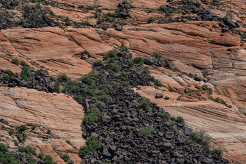  Santa Clara lava flow / basalt (Qbs) with Navajo Sandstone (Lower Jurassic), Snow Canyon State...