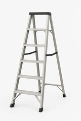 Sturdy aluminum ladder on a white background for various uses.
