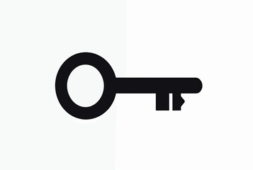 Minimalist black key icon on a white background, symbolizing security and access.