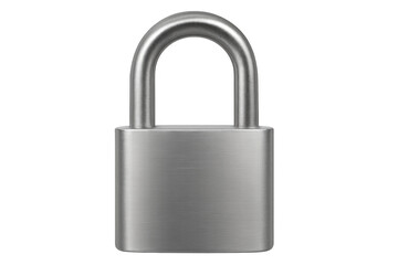 Metallic padlock securing closed position, symbolizing protection with sleek design against clear isolated backdrop