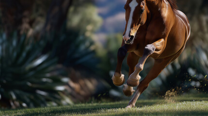 Gentle Hooves on Grass with Rider Guidance