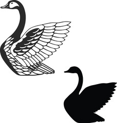 Detailed Goose in Flight Vector Illustration  
