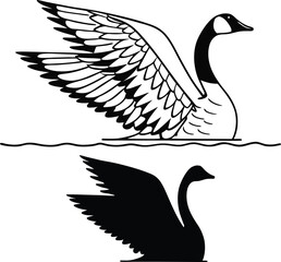 Graceful Goose Silhouette Vector Illustration  
