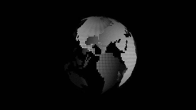 Abstract gray globe planet earth concept on the transparent background. Abstract gray globe planet earth, suitable for educational,  modern explainers, or infographics. 4k video animation.