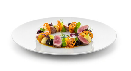 Gourmet Seared Tuna Steak with Carrot and Beetroot Garnish