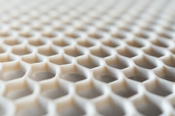 Fototapeta premium Close-up image of a ceramic honeycomb substrate for emission reduction in bioenergy systems, displayed in studio lighting to emphasize geometric grid and material texture, 100% photorealism