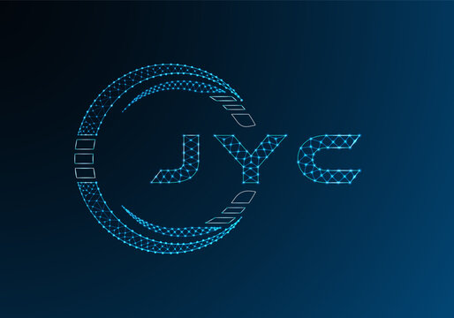 JYC low poly letter logo vector design. JYC lower poly logo design. Low poly logo.