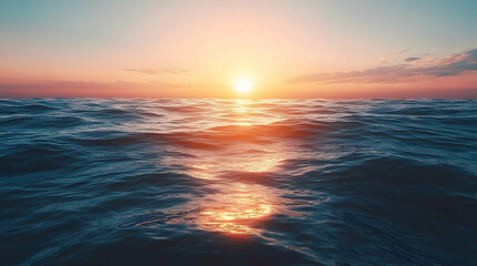 Obraz premium Sunset over ocean waves