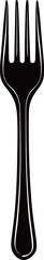 Elegant black fork illustration on a clean white background.
