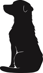 Silhouette of a sitting dog, showcasing its sleek fur and attentive posture.