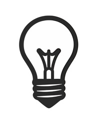Simple black outline of a light bulb on a white background.
