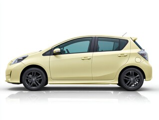 Pale Yellow Subcompact Car Studio Shot