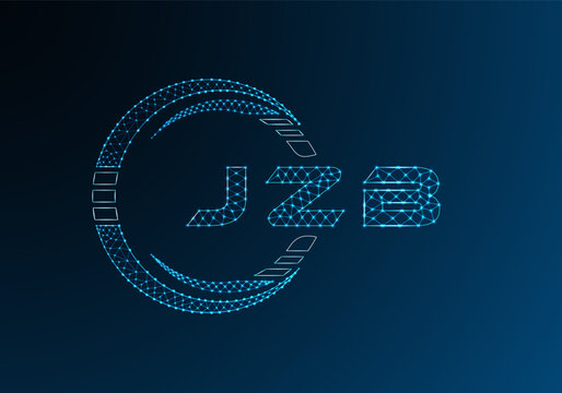 JZB low poly letter logo vector design. JZB lower poly logo design. Low poly logo.