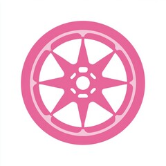 Obraz premium Pink Eight Spoke Wheel Design on White Background