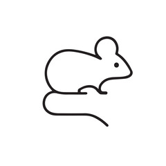Minimalist Line Art Mouse on Hand Icon – Simple Black Outline Animal Illustration