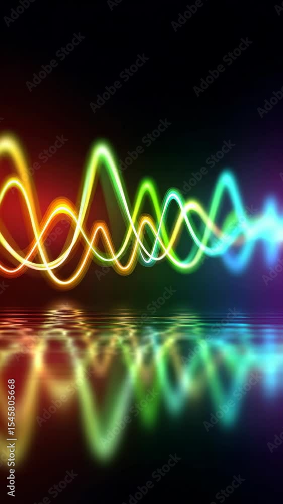 Aufkleber vibrant soundwave patterns reflecting on dark surface with colorful pulsating lights